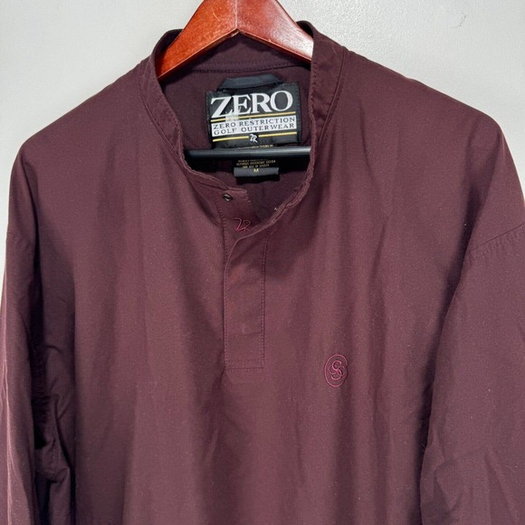 Zero Restriction Golf‎ Windbreaker Jacket Men Medium Maroon Microfiber Pockets - Picture 2 of 11